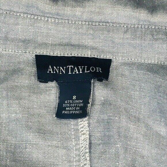 Coastal Minimalist Summer Linen Blend Sleeveless Button Down Shirt Ann Taylor 8 - Picture 5 of 7